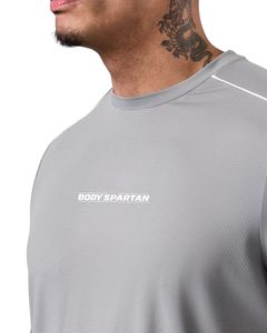 Mens Light Grey Piped <b>Athletic</b> T Shirt Casual Short Sleeve Crew Neck Sportswear Breathable Summer Fitness Daily Wear for Men - Product Image 3