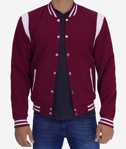 Chaqueta Universitaria de Béisbol Estilo Letterman, Chaqueta Bomber Deportiva de Moda con Mangas de Cuero Genuino - Product Image 2