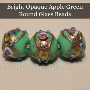 Perles en verre artisanal de 12 mm de couleur vert menthe |   Bijoux décoratifs de style gâteau de mariage à motif floral |   Compatible avec les supports de 8 pouces - Product Image 2