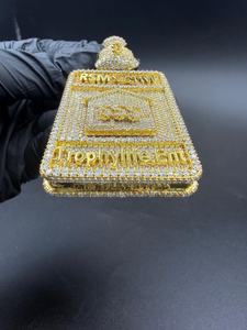 Hip Hop Luxury VVS Moissanite 925 Sterling Silver Iced Custom Name <b>Initial</b> Money <b>Bag</b> Bail Two Tone Rhodium/Gold Plated Pendant - Product Image 3