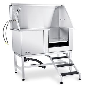 Professional 50\" Stainless Steel <b>Dog</b> Grooming Tub with Stairs Faucet & Soap Box Rich Accessory <b>Dog</b> <b>Bathing</b> Station - Product Image 1