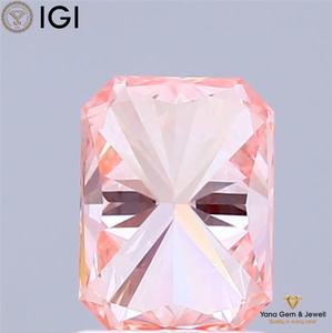 Diamant de laboratoire CVD 1,00 CARAT, taille Radiant, avec certificat IGI, couleur rose vif fantaisie, clarté VS2, pour la création de pendentifs - Product Image 5