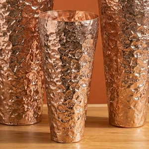 Juego de 3 Jarrones de Metal Martillado con Acabado en Cobre, Forma Cilíndrica, Decorativos para el Hogar y Jardín, Más Vendidos - Product Image 3