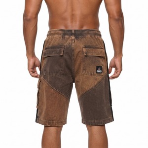 Pantalones Cortos Casuales de Algodón Lavado con Efecto Ácido para Hombre, Estilo Vintage, Deportivos, con Cintura Elástica y Cordón Ajustable, con OEM ODM - Product Image 2