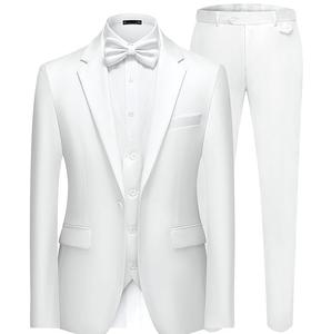 Ensemble de Costume de Luxe pour Homme, Idéal pour le Bureau, les Mariages et les Cérémonies, Couleur Blanche, Pantalon et Veste en Polyester, Personnalisable avec Logo - Product Image 1