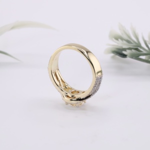 Anillo de compromiso de lujo con diamante cultivado en laboratorio, corte brillante redondo, halo, diseño cruzado, con pavé, para boda nupcial - Product Image 2