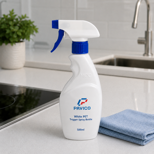 Botella de Spray PET Blanca de 500 ml con Pulverizador Azul para Limpiador de Vidrios, Envase para Limpieza del Hogar, Fábrica en Vietnam - Product Image 3