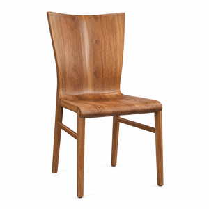 Silla de Comedor Contemporánea de Madera de Teca Sólida con Respaldo Ergonómico para Hogar, Oficina, Villa, Hotel y Parque - Product Image 1