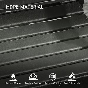 เก้าอี้สนาม HDPE 2 ตัว ชุดสวนทนต่อสภาพอากาศพร้อมที่วางแขนและพนักพิงแบบไม้ระแนง สีเทา - Product Image 5