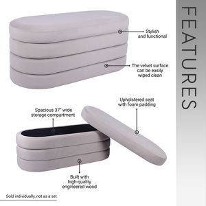 Panca Ottomana in Velluto Taupe con Contenitore - Sgabelli e Pouf Eleganti - Product Image 3