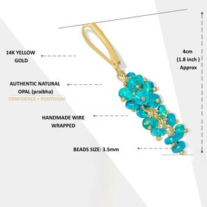 925 Sterling Silver Paraiba <b>Opal</b> Rondelle Dangle <b>Earrings</b> Gold Plated Trendy Drop <b>Earrings</b> for Women Party Wedding Jewelry - Product Image 3