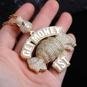 Colgante de Lujo con Nombre Personalizado de Diamante Creado en Laboratorio, Colgante de Amuleto de Dinero con Diseño de Bolsa de Dinero Iced Out Estilo Hip Hop - Product Image 6