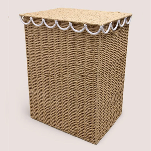 Neutral Seagrass Scalloped Laundry <b>Basket</b> Elegant Shape Stylish Addition For Room And Home <b>Storage</b> In Vietnam - Product Image 1