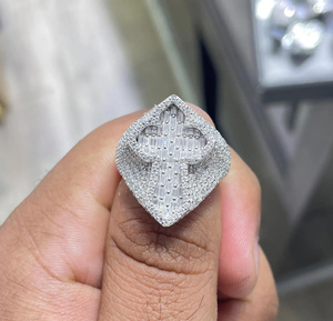 Baguette Cut Iced Moissanite Diamond Cluster Rings Flower Design Engagement 925 Sterling Silver Wedding Anniversary Special Gift - Product Image 6