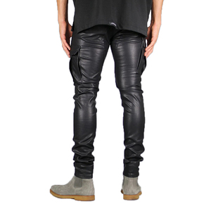 High Street Trendy Men's PU Leather Pants Wide-Leg Casual Trousers With Mid Waist Zipper Fly Closure Loose Regular Fit Size XL - Product Image 6