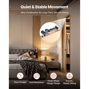 Kit Binario per Porta Scorrevole a Scomparsa da 113,5 cm, Meccanismo Scorrevole Silenzioso e Fluido, Ferramenta Soft Close per Porte Scorrevoli a Scomparsa, Rulli per Porte e Finestre - Product Image 4
