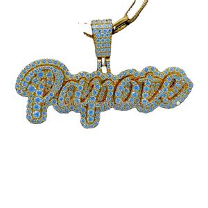 Alta calidad hecho a mano personalizado Hip Hop colgante collar Iced Out moda 925 Plata VVS Moissanite nombre letra colgante para hombre - Product Image 1