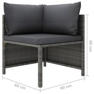 Sofá esquinero Seccional de ratán polivinílico gris con cojines Muebles de patio - Product Image 5