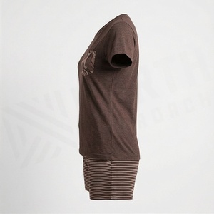 Conjunto de 2 Piezas de Alta Calidad para Mujer, Estilo Formal, Sólido, por Encima de la Rodilla, Camiseta de Manga Corta y Pantalones Cortos - Product Image 3
