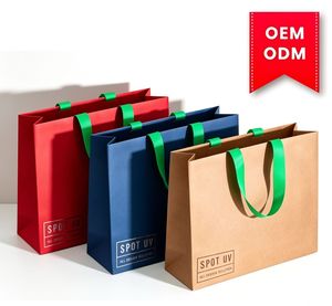 Premium Custom Logo Kraft <b>Paper</b> Bags with Folding Bottom Design Eco-Friendly Retail Packaging Wholesale - Product Image 1