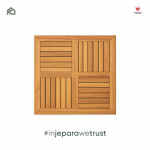 Mesa de Comedor Cuadrada de Madera de Teca Sólida para 4 Personas, Acabado Natural Color Miel, Tablero de Listones, Muebles para Patio, Terraza, Villa o Restaurante - Product Image 3