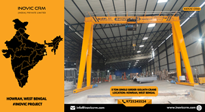 Grúa Goliath de Viga Única INOVIC CRM de 5 Toneladas |   Grúa Pórtico Exterior con Polipasto Eléctrico |   Grúa Amarilla para Manejo de Materiales Industriales - Product Image 1