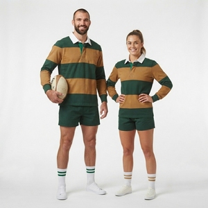 Maillot de rugby personnalisé vintage traditionnel respirant en polyester/coton avec blocs de couleur, logo personnalisé, col rond, coupe classique - Product Image 2