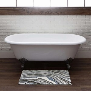 Tapis de bain rectangulaire à motif abstrait moderne, antidérapant avec envers en caoutchouc, en polypropylène tufté, pour usage domestique - Product Image 1