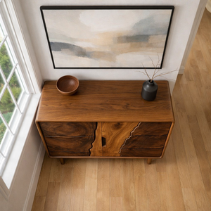 Luxali Wooden Handmade Modern Wooden <b>Sideboard</b> With Wave Carving Design For Living Room Home Furniture Midcentury Modern <b>Storage</b> - Product Image 4