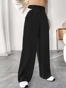 Pantalones de Traje de Cintura Alta para Mujer, Pantalones Anchos de Oficina, Ropa de Trabajo Formal Elegante, Pantalones Rectos Casuales de Negocios - Product Image 4