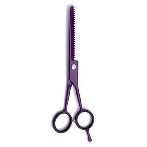 Ciseaux de coiffure professionnels Morje Surgical Purple en acier inoxydable pour droitiers, avec repose-doigts, 28 dents, taille moyenne - Product Image 3