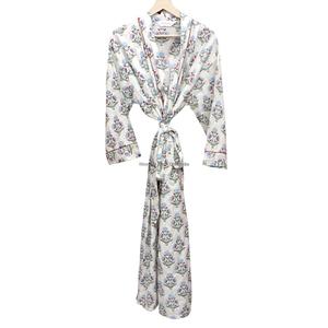 Kimono de Verano con Estampado Floral, 100% Algodón, Cierre con Cinturón, Secado Rápido, Transpirable, Suave, Lavable a Máquina, Cuello en V, Largo Completo, para Mujer - Product Image 5