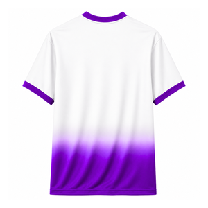 Maillot de football personnalisé NCNW Council à manches courtes avec logo sur le devant, dégradé violet et blanc, en polyester respirant - Product Image 3