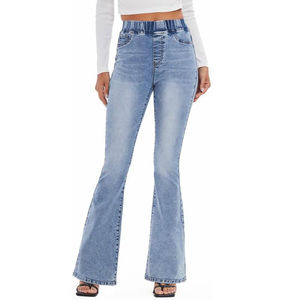 Pantalon en jean léger et respirant de qualité supérieure pour femme, avec logo personnalisé, extensible, uni, grande taille, décontracté, vente en gros - Product Image 1