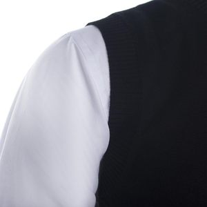 2025 Custom <b>Men's</b> V-Neck <b>Sweater</b> <b>Vest</b> 100% Cotton Solid Pullover with Embroidery & Personalized Logo - Product Image 6