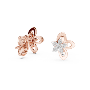 Juego de pendientes de diamantes cultivados en laboratorio con pétalos florales, engastados en oro blanco de 18 quilates, para mujer, para compromiso, boda, fiesta, regalo de San Valentín, uso diario - Product Image 5