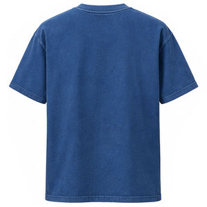 Men’s Cotton T-Shirt Heavyweight Vintage <b>Blue</b> Streetwear Graphic Tee High Quality Custom Logo Printed Casual Oversized Short - Product Image 2