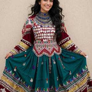 Robes maxi vintage afghanes pour femmes, faites à la main, naturelles, de qualité supérieure, mode ethnique traditionnelle afghane pour mariage - Product Image 3