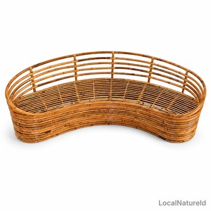 Handwoven Three Seat Modern Rattan Sofa Curved Wicker Lounge Bench with <b>Foam</b> Filling Natural Living Room <b>Seating</b> - Product Image 4