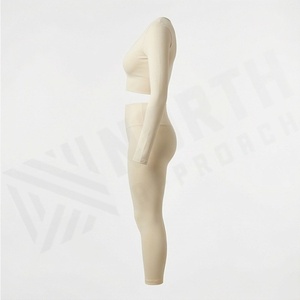 Ensemble de yoga deux pièces sans couture pour femmes grandes tailles, haut court et legging taille haute push-up, vêtements de sport et de fitness - Product Image 3