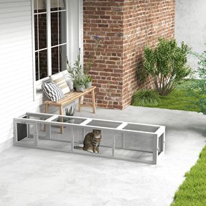 Struttura da gioco per gatti in legno bianca 79"L x 15"W x 15"H, per esterni, protetta dalle intemperie, collegabile per gioco interno ed esterno - Product Image 2