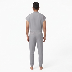 Ensemble de blouses et pantalons unisexes Hawk Eye gris en polyester tricoté pour hôpital, tenue de travail confortable en deux pièces - Product Image 2