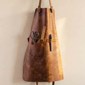 Vintage Style Leather <b>Apron</b> for Barista Chef <b>BBQ</b> Grill Handmade Durable <b>Apron</b> Factory Wholesale Supplier LPN-0212 - Product Image 3