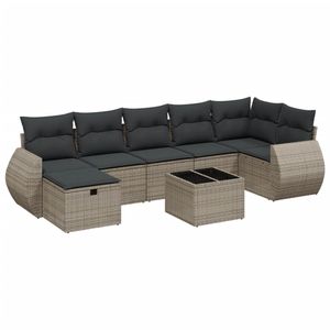 Conjunto de Sofá de Jardín de Ratán Sintético Gris, 6 Plazas, Muebles de Exterior de Diseño Contemporáneo con Estructura de Acero Resistente - Product Image 4
