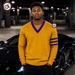 Pull en polaire acrylique brodé Omega pour hommes, idéal pour l'hiver (vente en gros) |   Cardigan anti-rides écologique de style personnalisé - Product Image 4