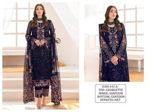 Robe spéciale et magnifique, qualité excellente, couleur étonnante, costume Salwar en Georgette Fox et Dupatta avec broderie, mode féminine - Product Image 2