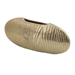 แจกันตั้งโต๊ะทองสัมฤทธิ์สมัยใหม่ ทำด้วยมือพร้อมลายไม้ตกแต่ง - Product Image 1