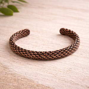 Antique <b>Copper</b> Plated Cuff <b>Bracelet</b> Vintage Braided Design Unisex Jewelry <b>Copper</b> Alloy <b>Bracelets</b> Bangles - Product Image 1