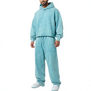 Ensemble de survêtement tendance : Hoodie oversize à manches longues, coupe ample, épaules tombantes, cordon de serrage à la taille et pantalon large - Product Image 1