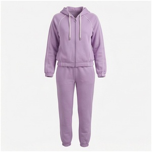 Conjunto Deportivo con Capucha para Mujer, Sudadera con Cierre y Pantalones Jogger, Color Sólido Informal para Otoño - Product Image 1